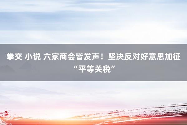 拳交 小说 六家商会皆发声！坚决反对好意思加征“平等关税”